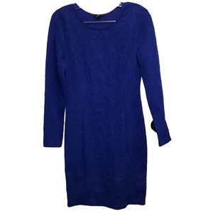 H & M Women's Blue Midi Dress Lace Textured Pattern Size Medium